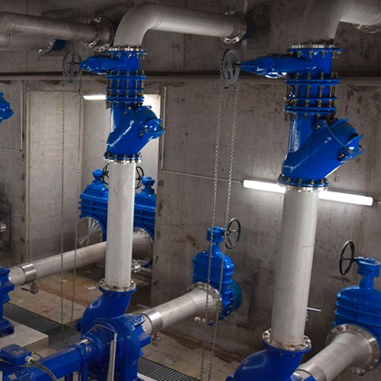 AVK valves at wastewater pumping station in Sint-Kruis, Belgium